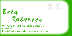 bela kolarics business card